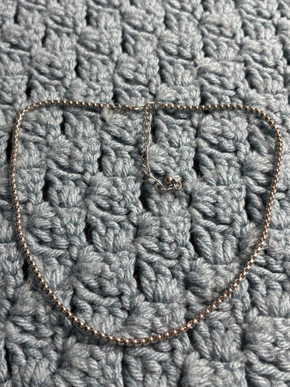 Vintage Silvertone Box Chain Necklace Lobster Clasp 16 - 18.5 inches Long